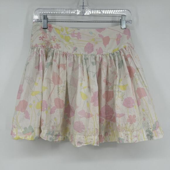 Manoush Liberty J Floral Mini Skirt A Line White Pink Coquette - Picture 1 of 10